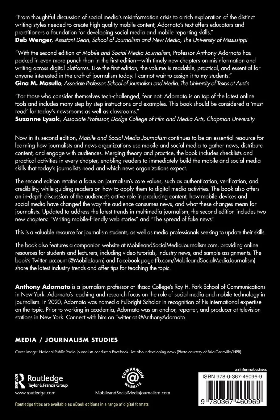 Rückseite: 9780367460969 | Mobile and Social Media Journalism | Anthony Adornato | Taschenbuch
