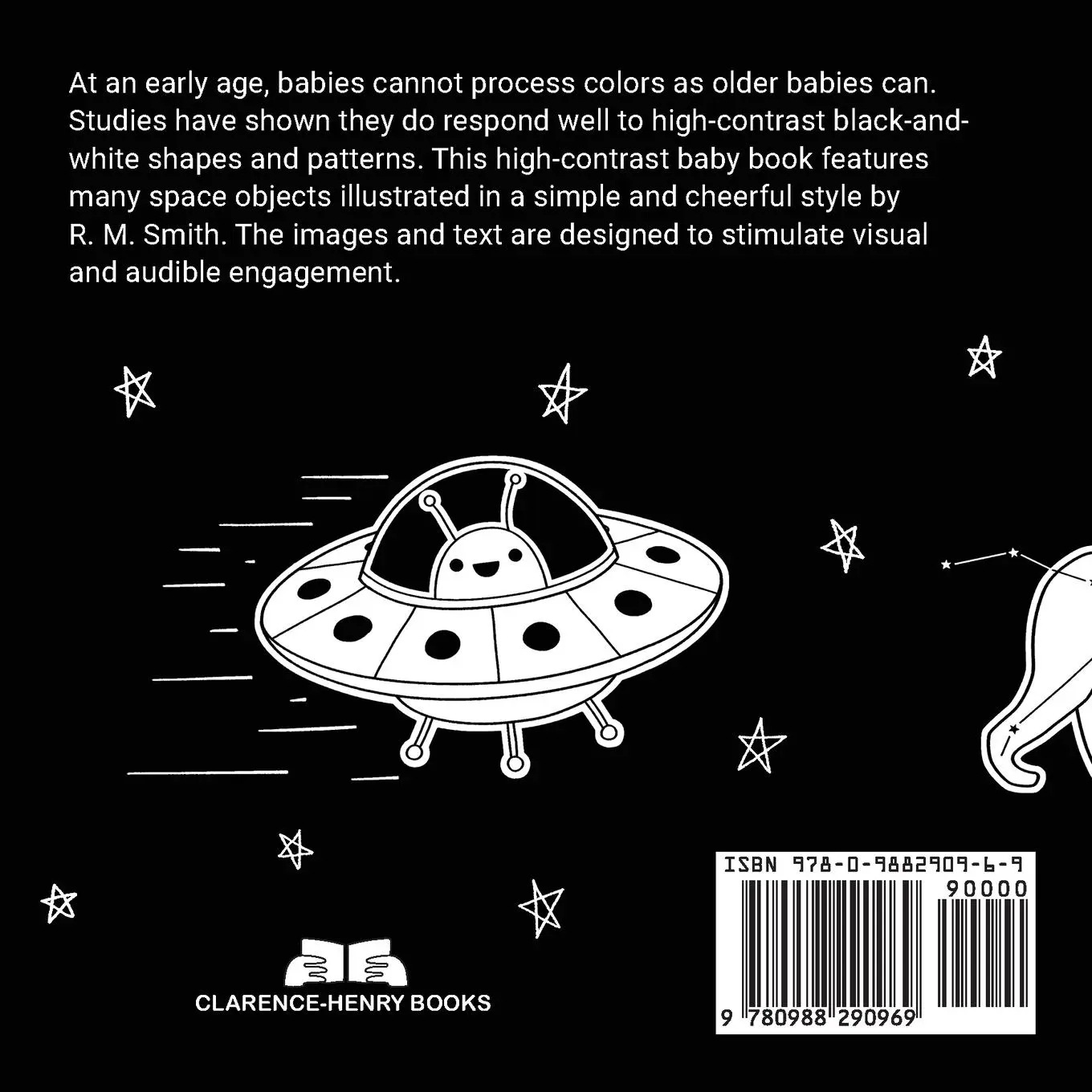 Rückseite: 9780988290969 | Baby's Outer Space | Black and White High-Contrast Book | R. M. Smith