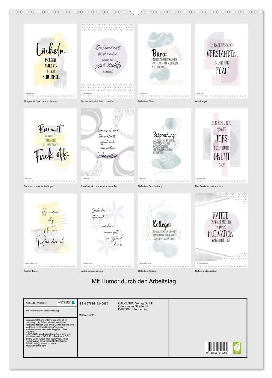 Bild: 9783516340969 | Mit Humor durch den Arbeitstag (Wandkalender 2026 DIN A2 hoch),...