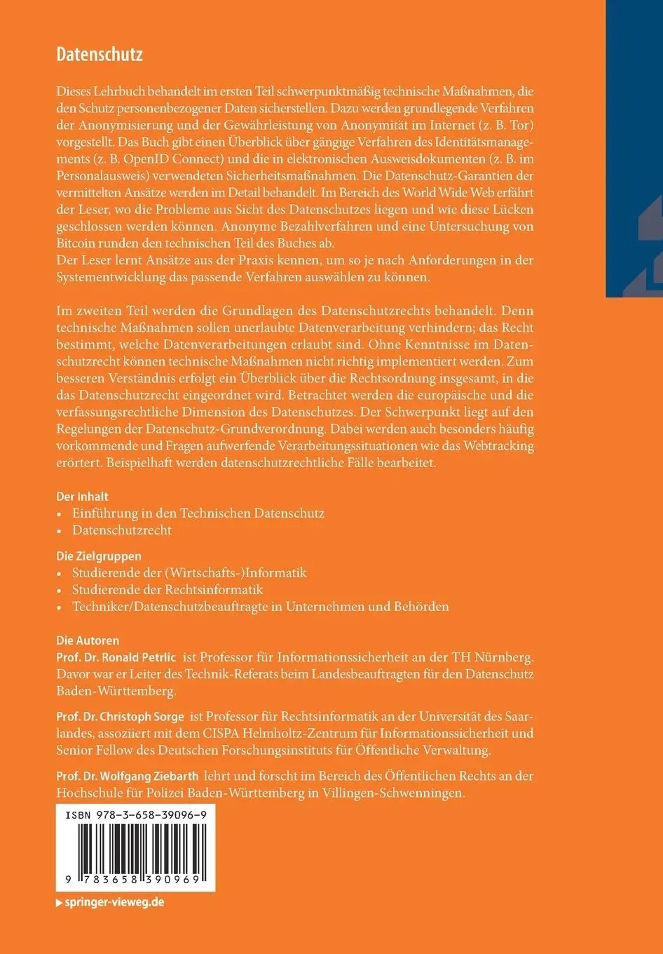Rückseite: 9783658390969 | Datenschutz | Ronald Petrlic (u. a.) | Taschenbuch | XXII | Deutsch