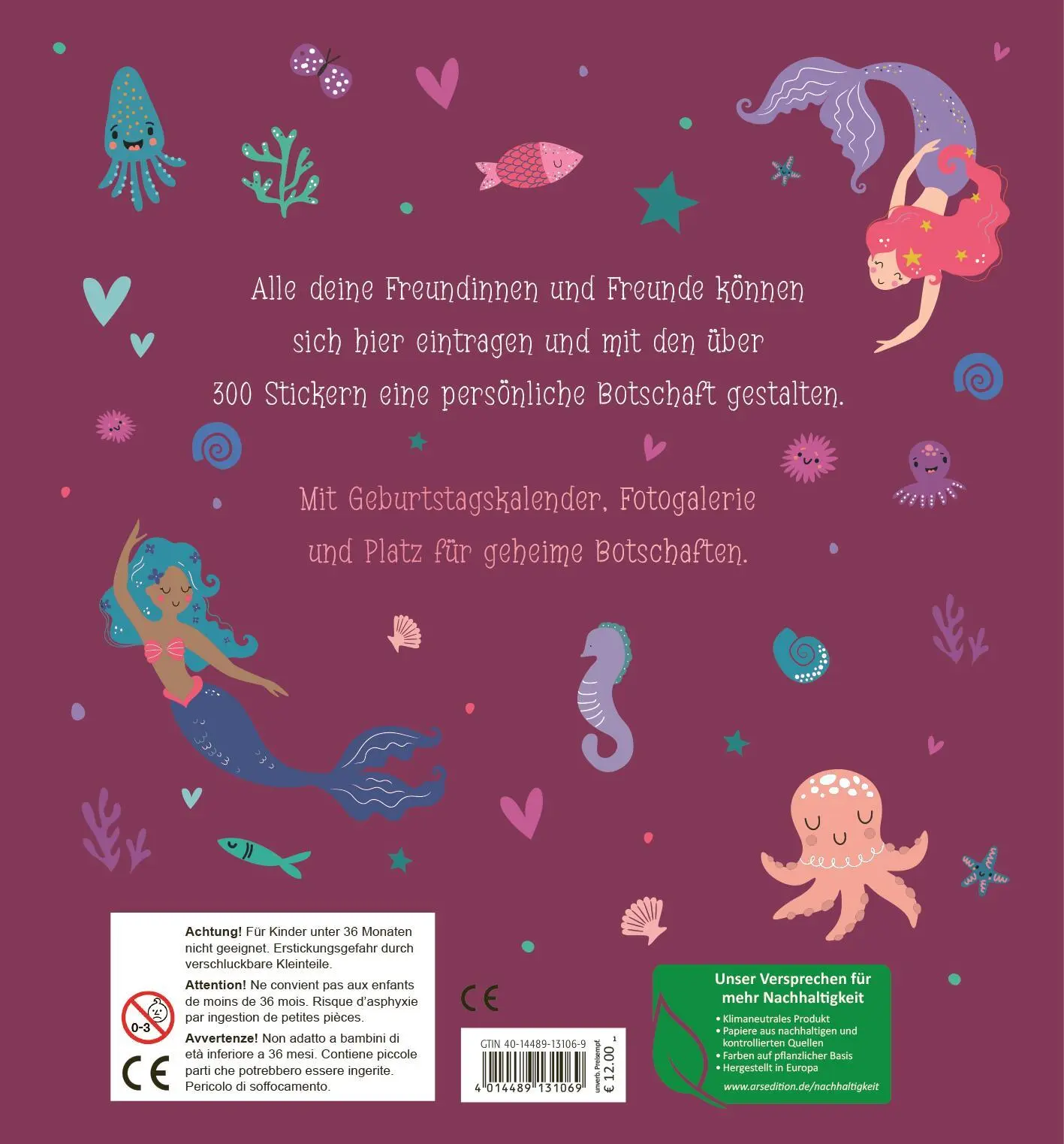 Rückseite: 4014489131069 | Alle meine Freunde - Meerjungfrau Mit über 300 Stickern | Buch | 64 S.