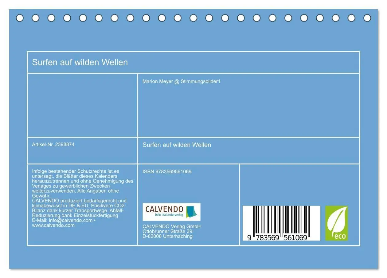 Bild: 9783569561069 | Surfen auf wilden Wellen (Tischkalender 2027 DIN A5 quer), CALVENDO...