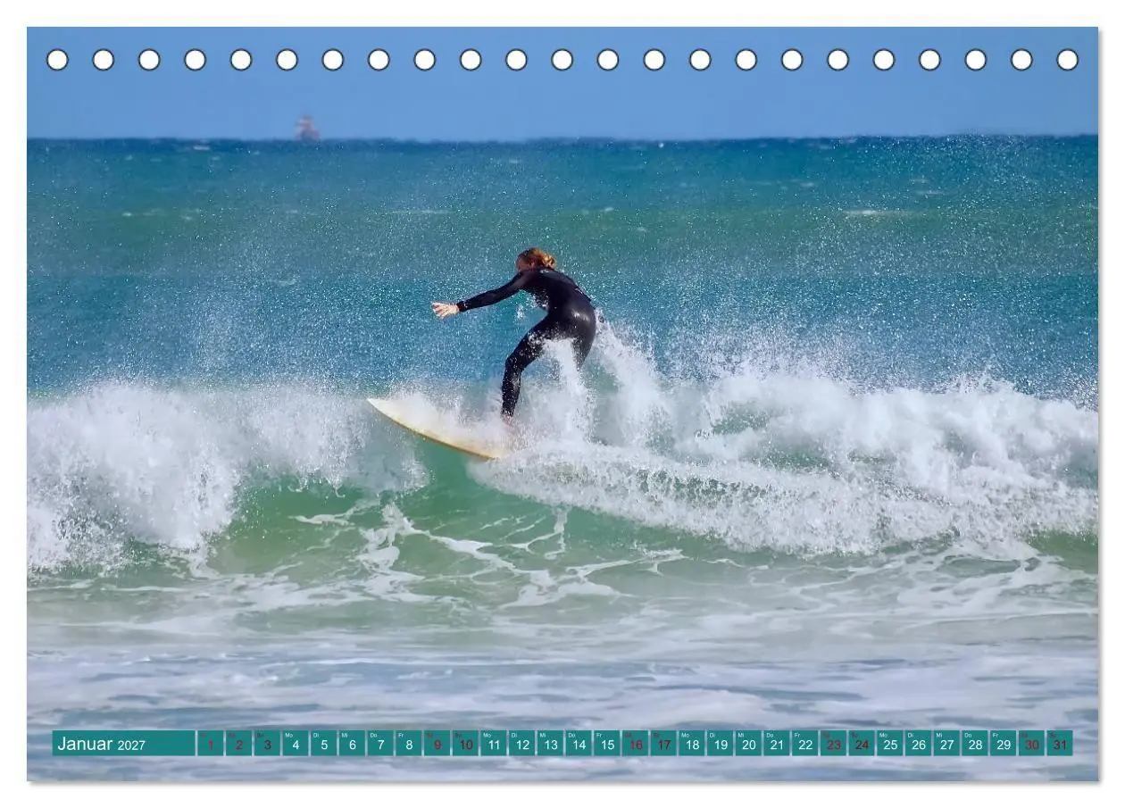 Bild: 9783569561069 | Surfen auf wilden Wellen (Tischkalender 2027 DIN A5 quer), CALVENDO...