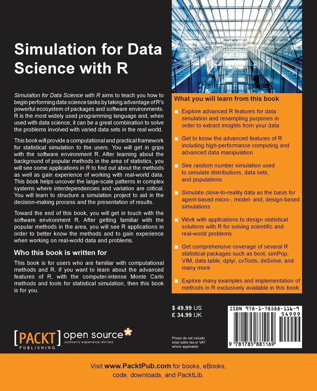 Rückseite: 9781785881169 | Simulation for Data Science with R | Matthias Templ | Taschenbuch