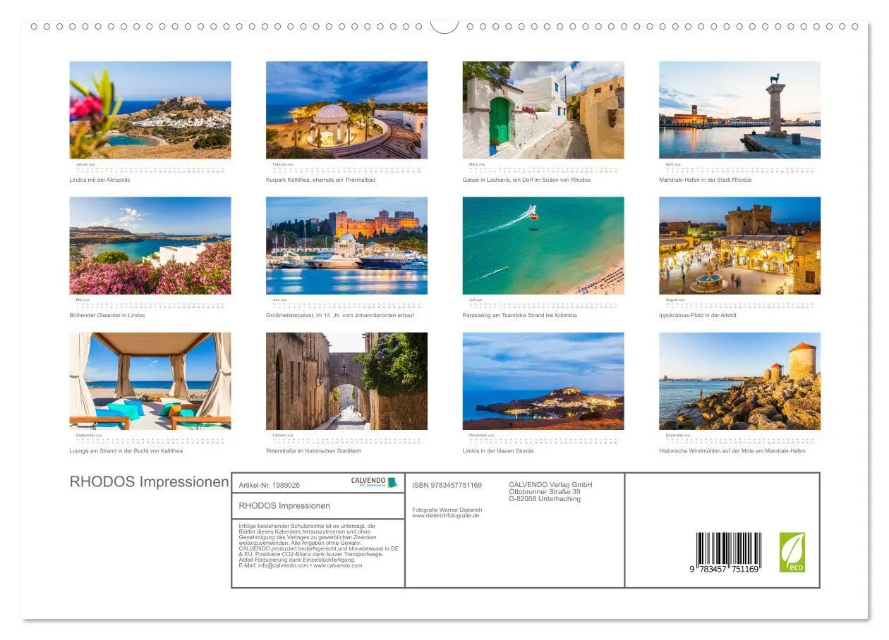 Bild: 9783457751169 | RHODOS Impressionen (hochwertiger Premium Wandkalender 2026 DIN A2...