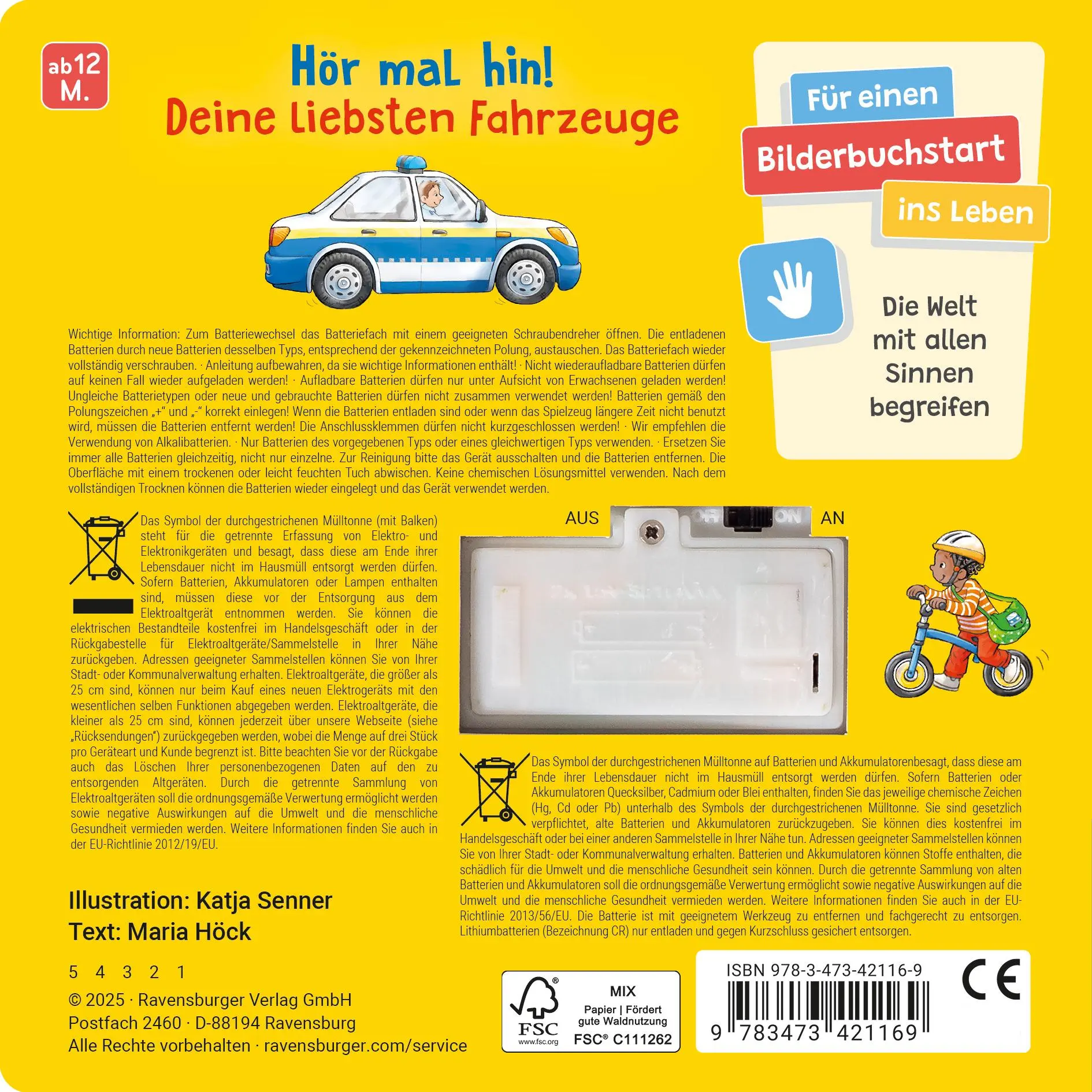 Rückseite: 9783473421169 | Hör mal hin - Wer hupt da? Unsere Fahrzeuge | Maria Höck | Buch | 2025