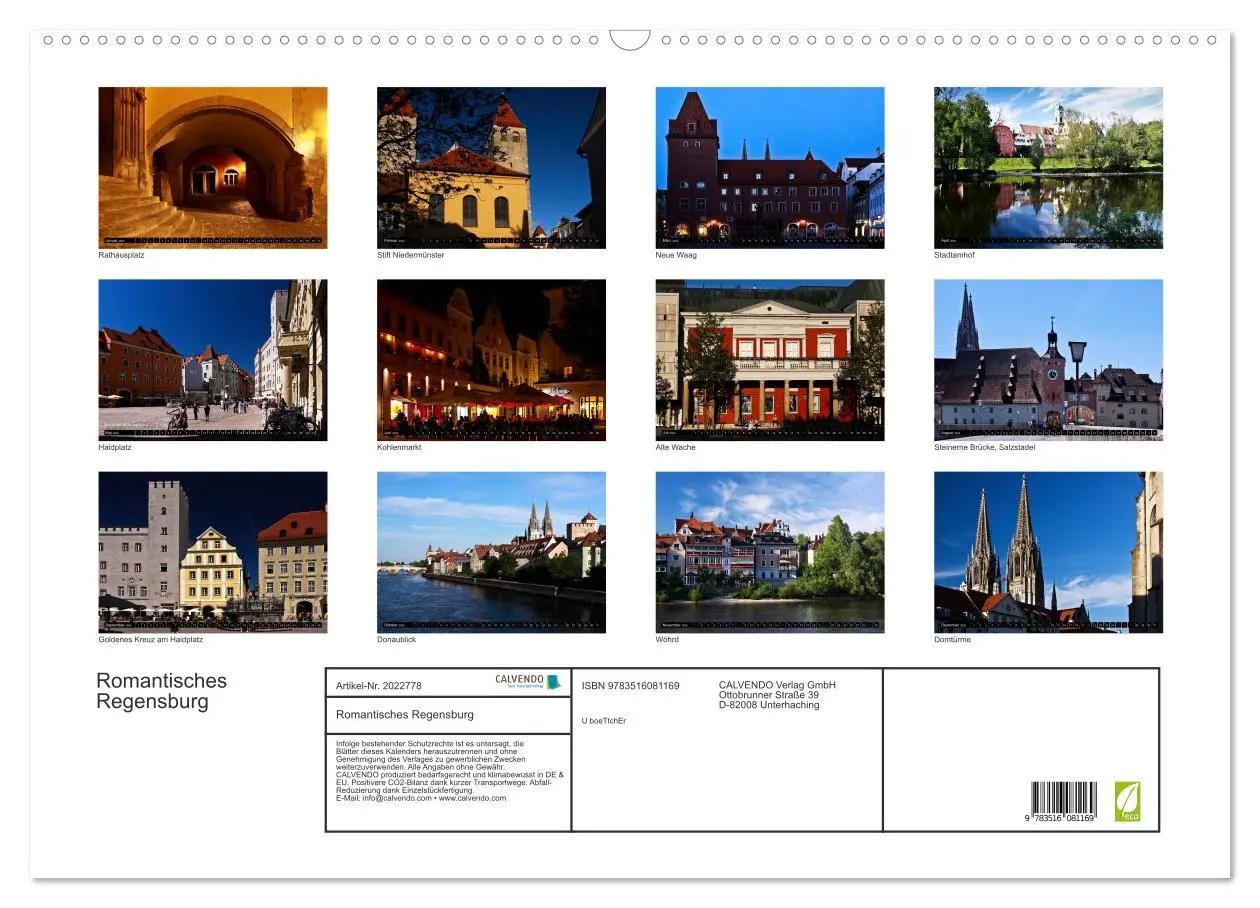 Bild: 9783516081169 | Romantisches Regensburg (Wandkalender 2026 DIN A2 quer), CALVENDO...