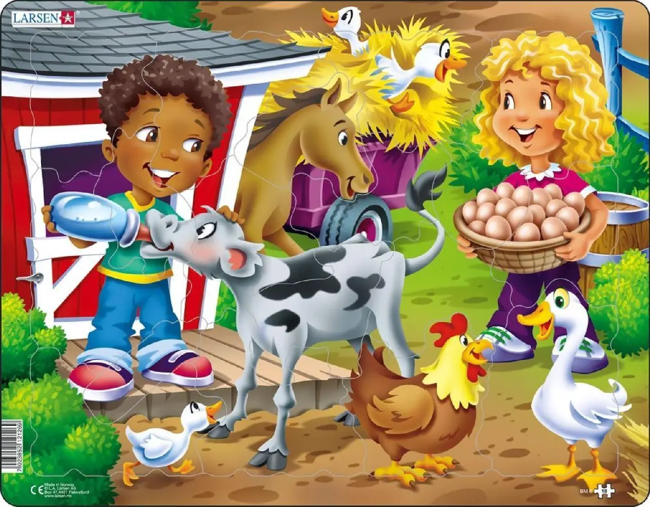 Cover: 7023852121269 | Puzzle - Bauernhofkinder mit Kalb | Spiel | 2024 | Larsen