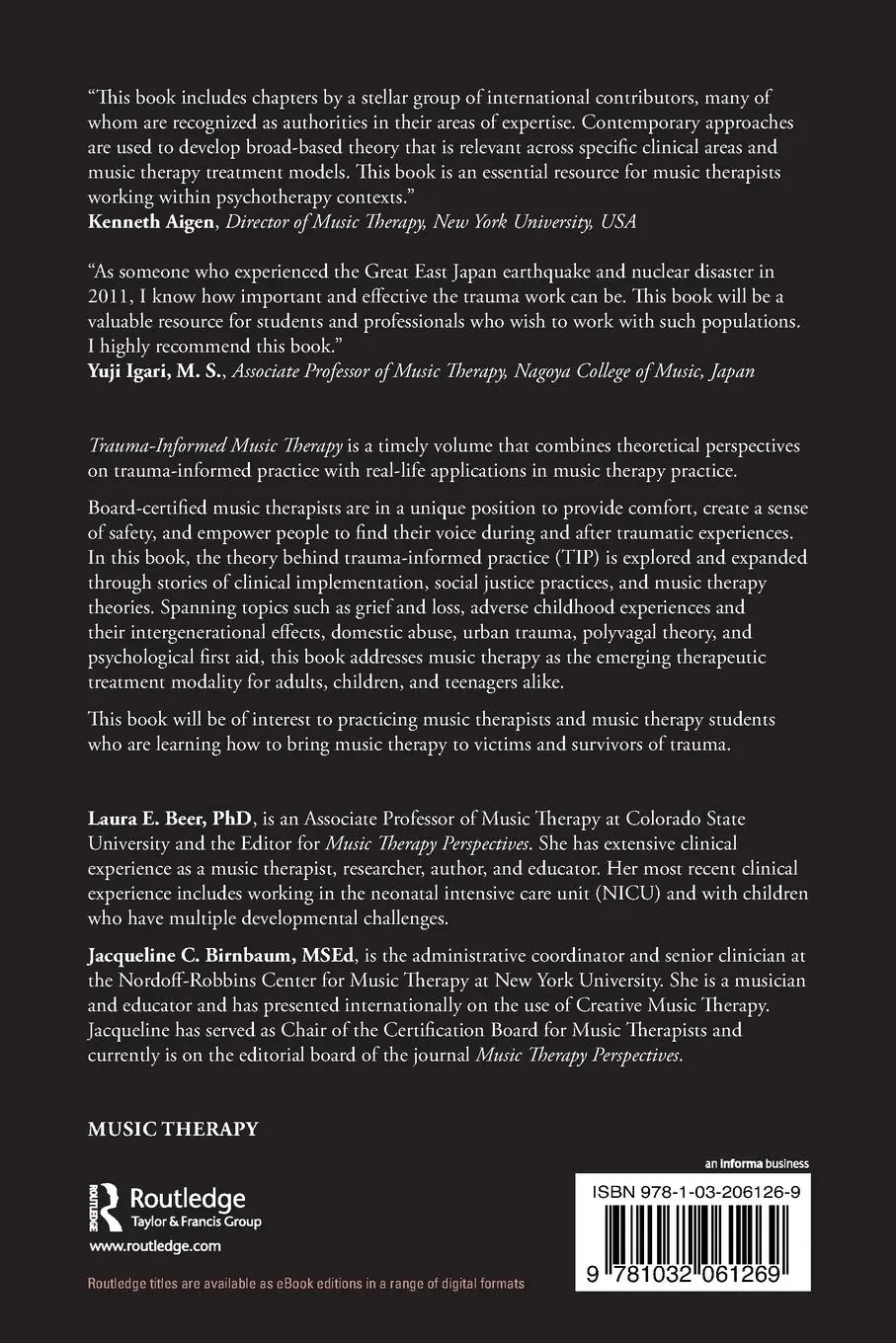 Rückseite: 9781032061269 | Trauma-Informed Music Therapy | Theory and Practice | Beer (u. a.)