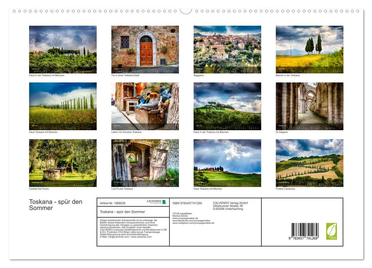Bild: 9783457741269 | Toskana - spür den Sommer (hochwertiger Premium Wandkalender 2026...