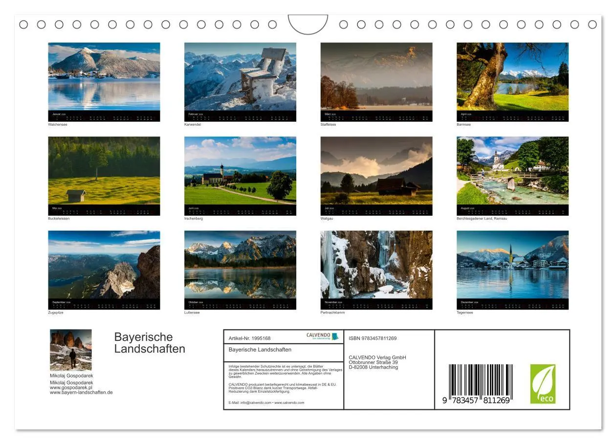 Bild: 9783457811269 | Bayerische Landschaften (Wandkalender 2026 DIN A4 quer), CALVENDO...