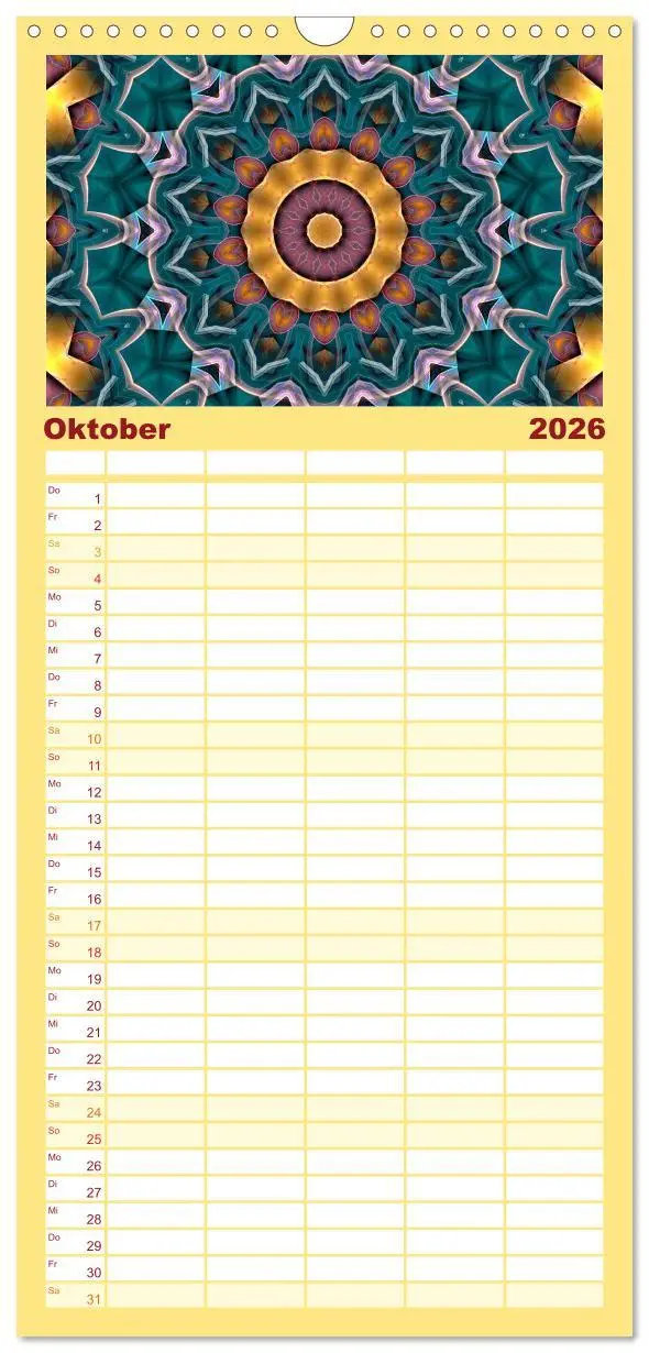 Bild: 9783516521269 | Familienplaner 2026 - Mandala Träume mit 5 Spalten (Wandkalender,...