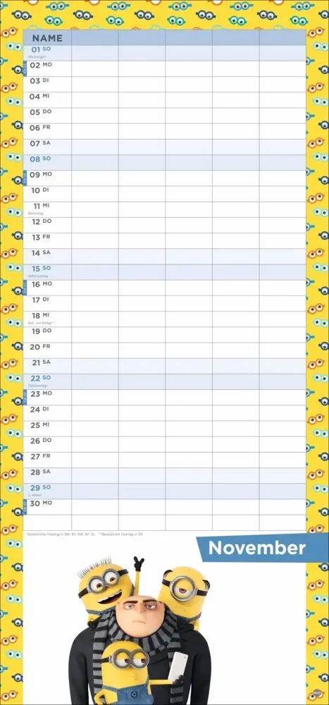 Bild: 9783756411269 | Minions Familienplaner 2026 | Heye | Kalender | Familienplaner Athesia