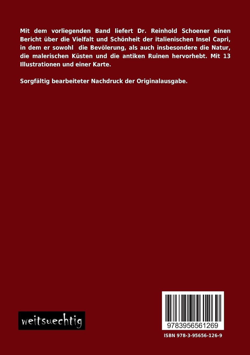 Rückseite: 9783956561269 | Capri | Natur, Volkstum, Geschichte und Altertümer der Insel | Buch