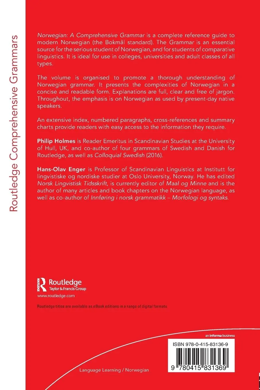 Rückseite: 9780415831369 | Norwegian | A Comprehensive Grammar | Philip Holmes (u. a.) | Buch