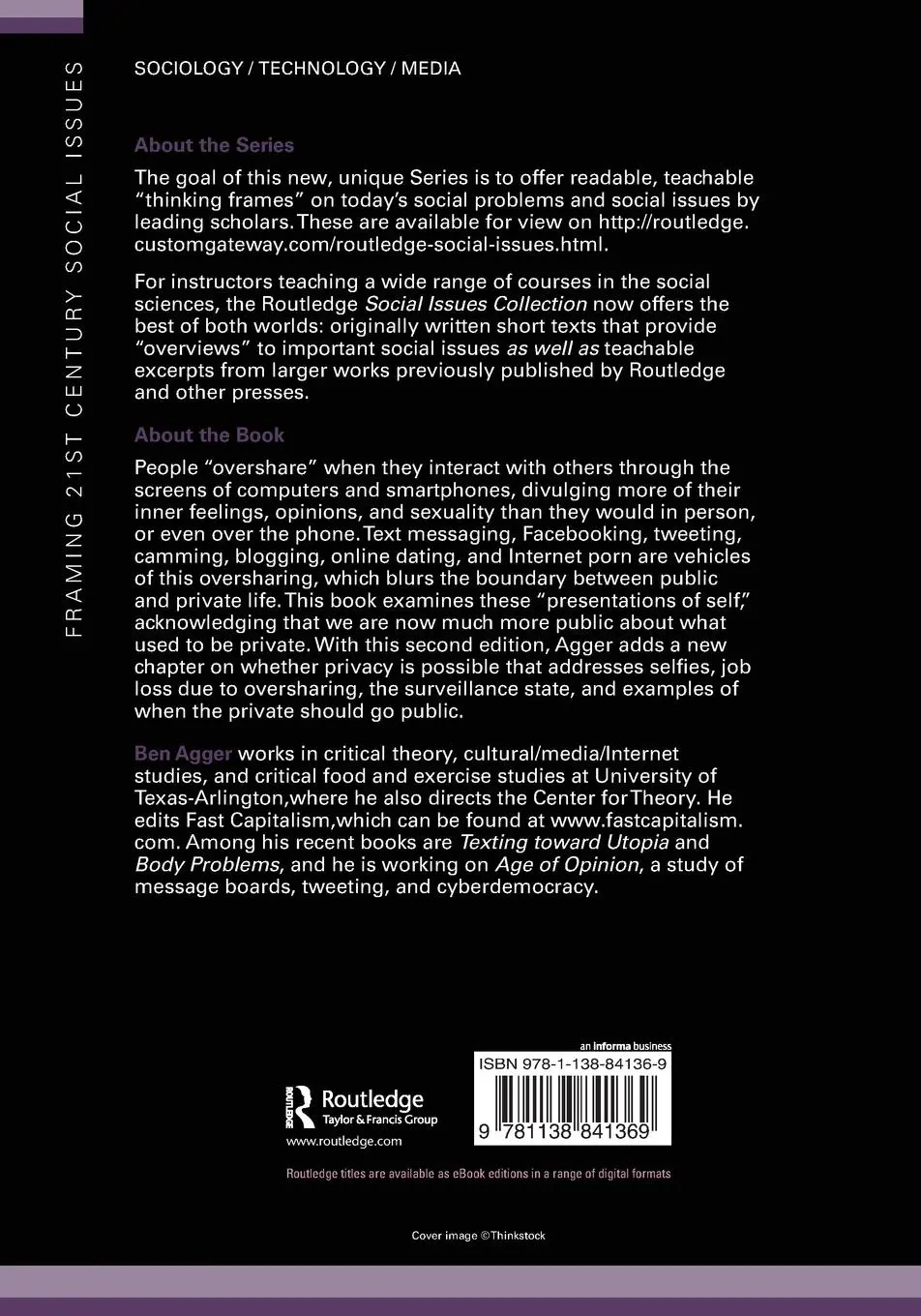 Rückseite: 9781138841369 | Oversharing | Presentations of Self in the Internet Age | Ben Agger