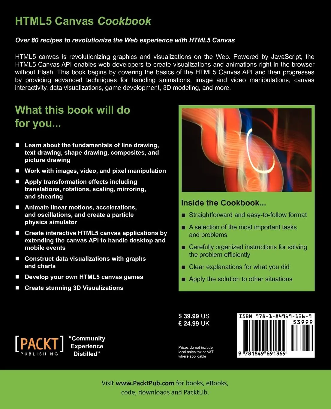 Rückseite: 9781849691369 | Html5 Canvas Cookbook | Eric Rowell | Taschenbuch | Englisch | 2011