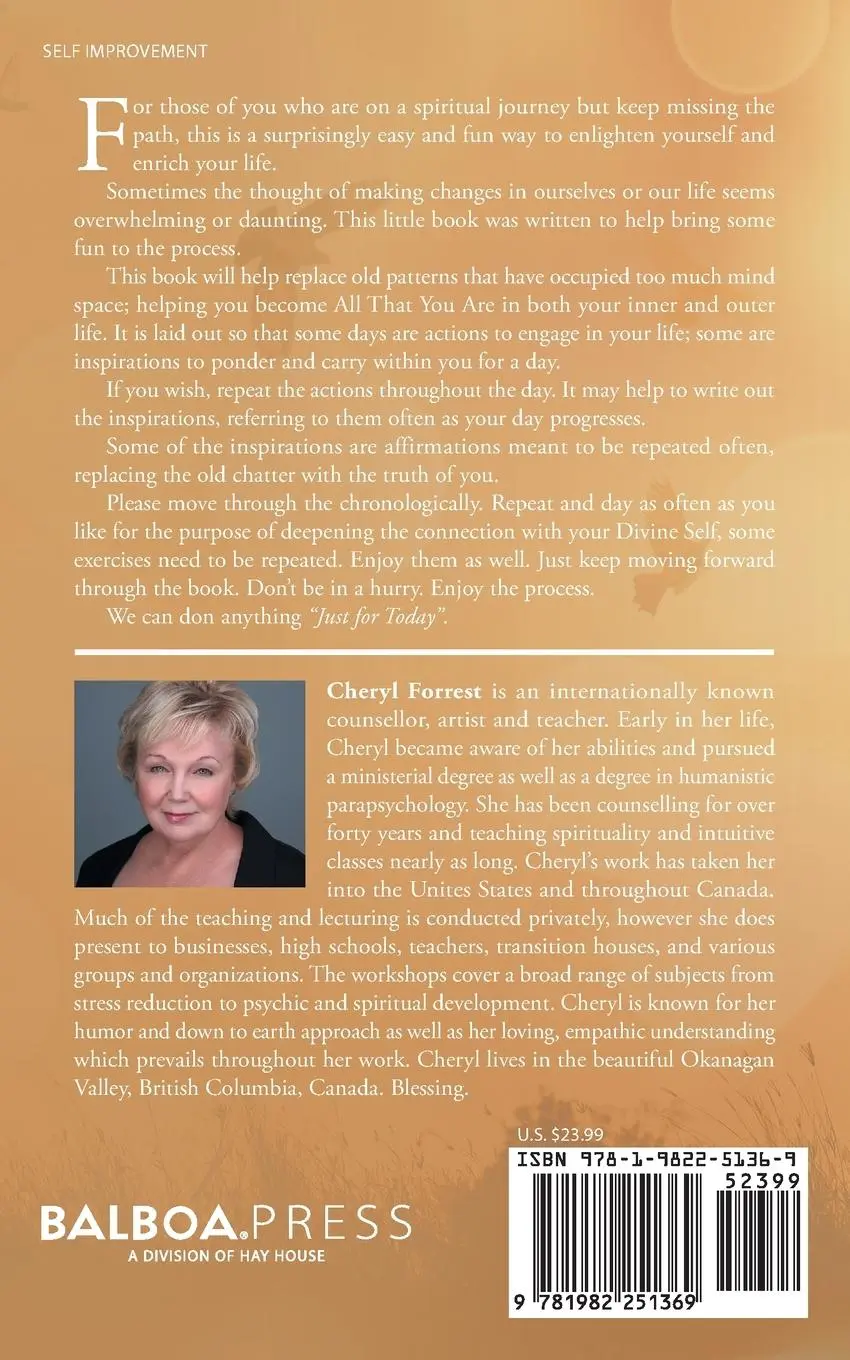 Rückseite: 9781982251369 | Just for Today... | Cheryl Forrest | Taschenbuch | Englisch | 2020