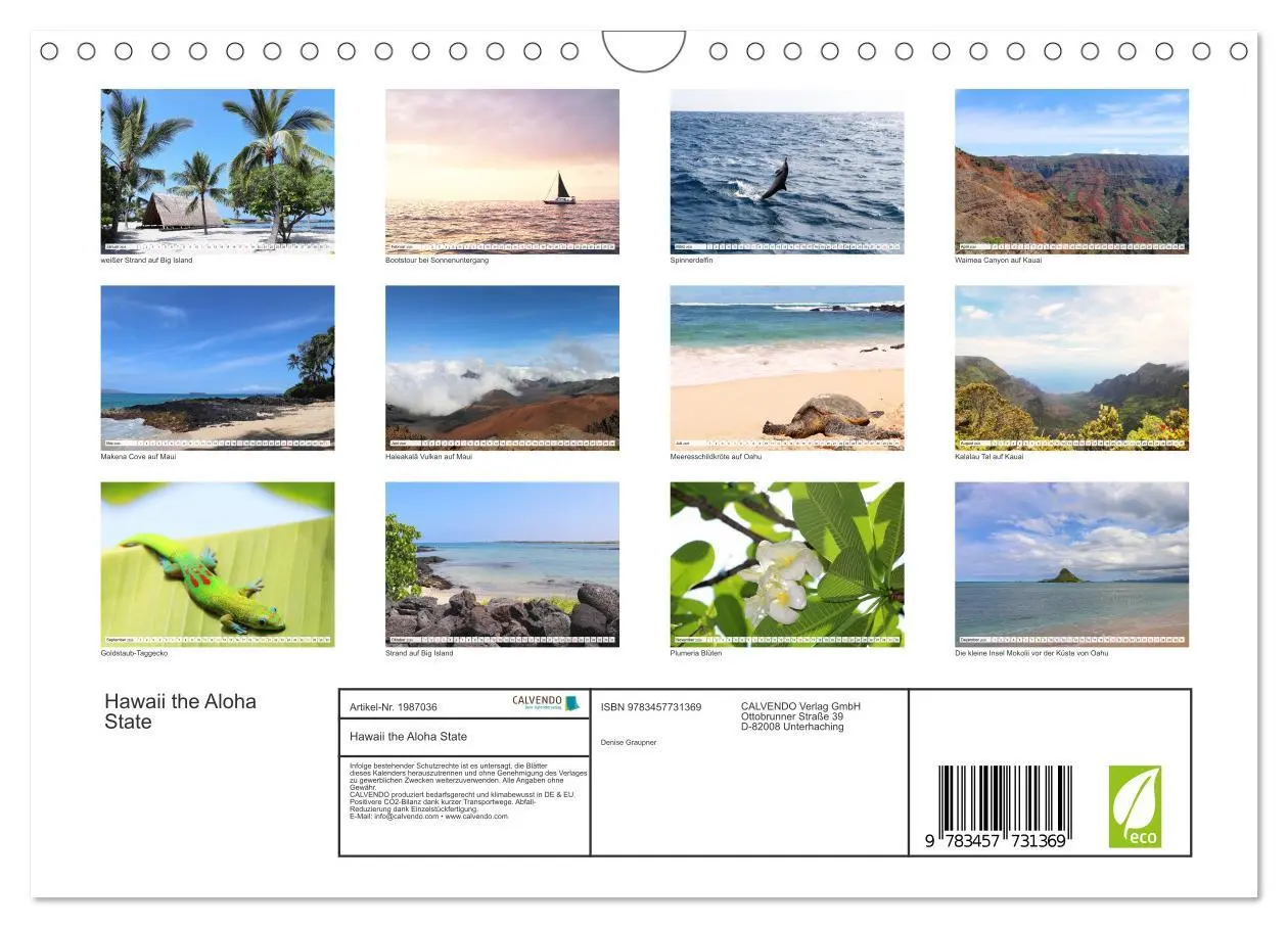 Bild: 9783457731369 | Hawaii the Aloha State (Wandkalender 2026 DIN A4 quer), CALVENDO...