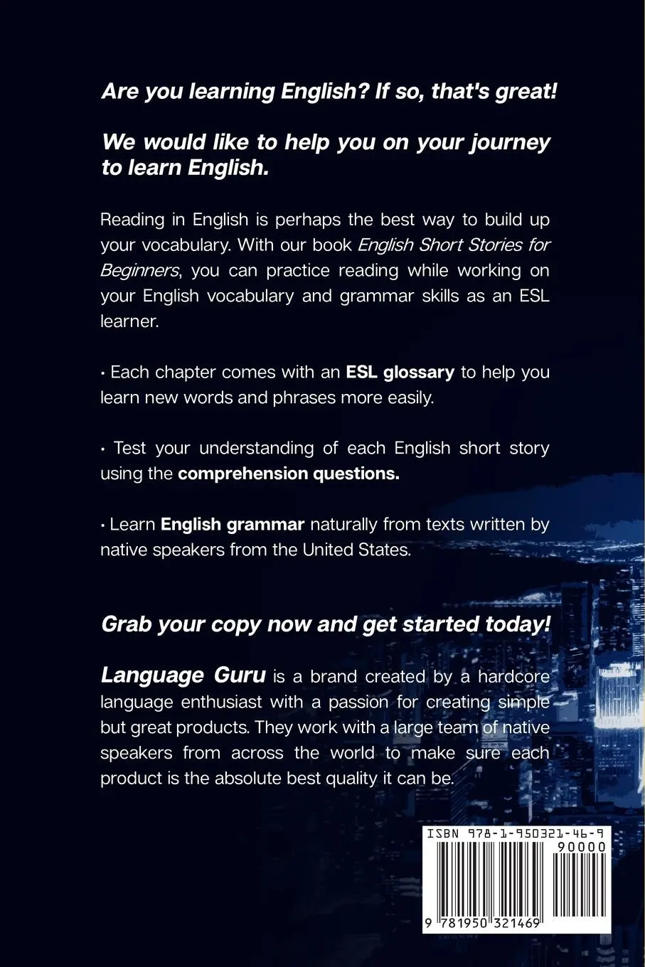 Rückseite: 9781950321469 | English Short Stories for Beginners | Language Guru | Taschenbuch