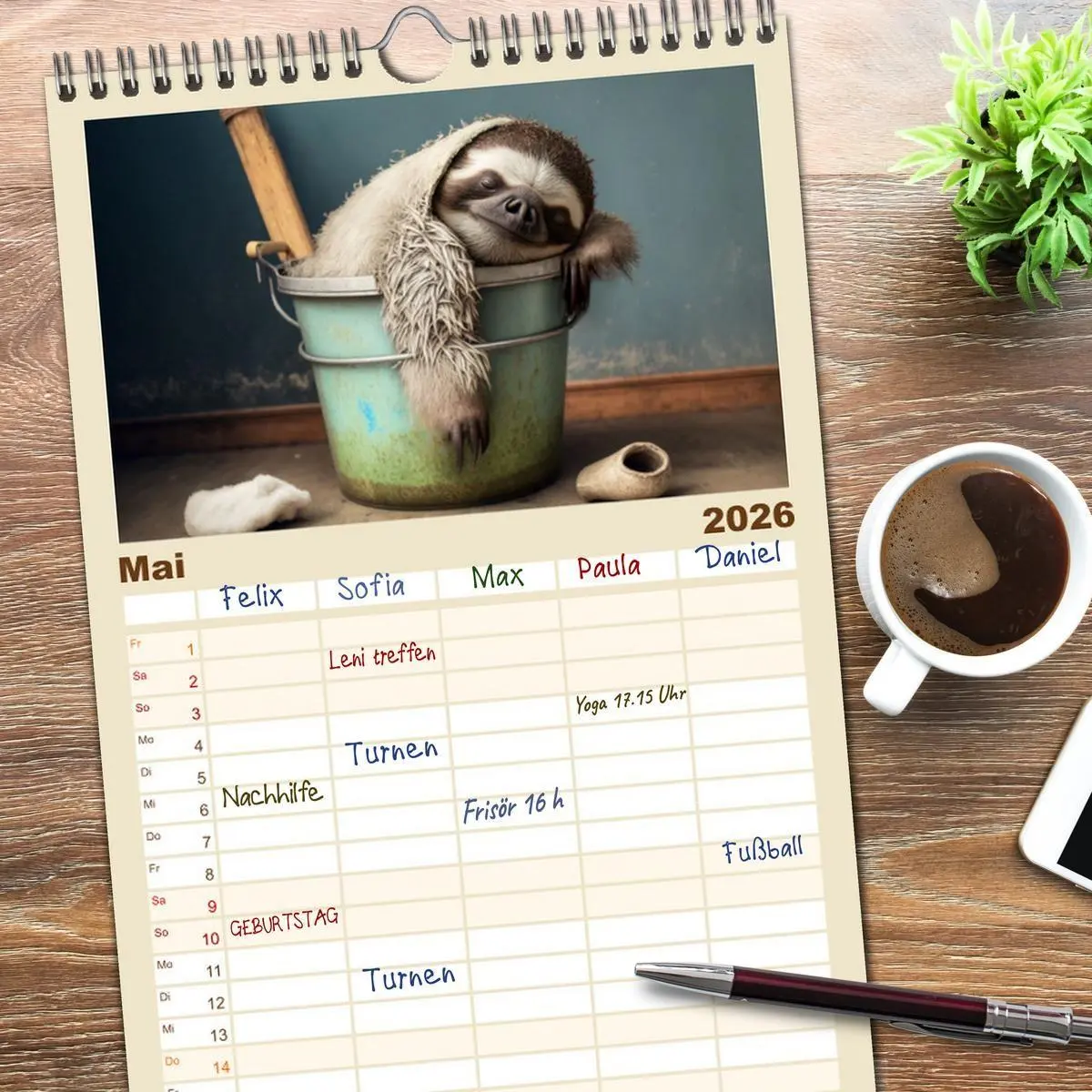 Bild: 9783516501469 | Familienplaner 2026 - Der Kalender für echte Faultiere mit 5...