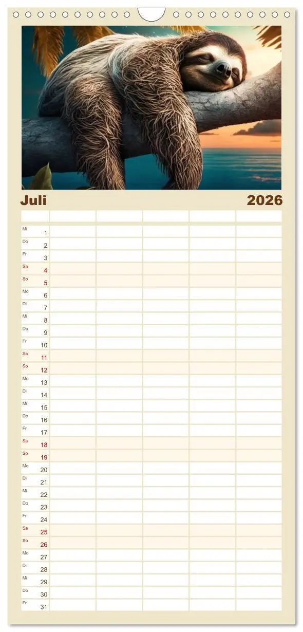 Bild: 9783516501469 | Familienplaner 2026 - Der Kalender für echte Faultiere mit 5...