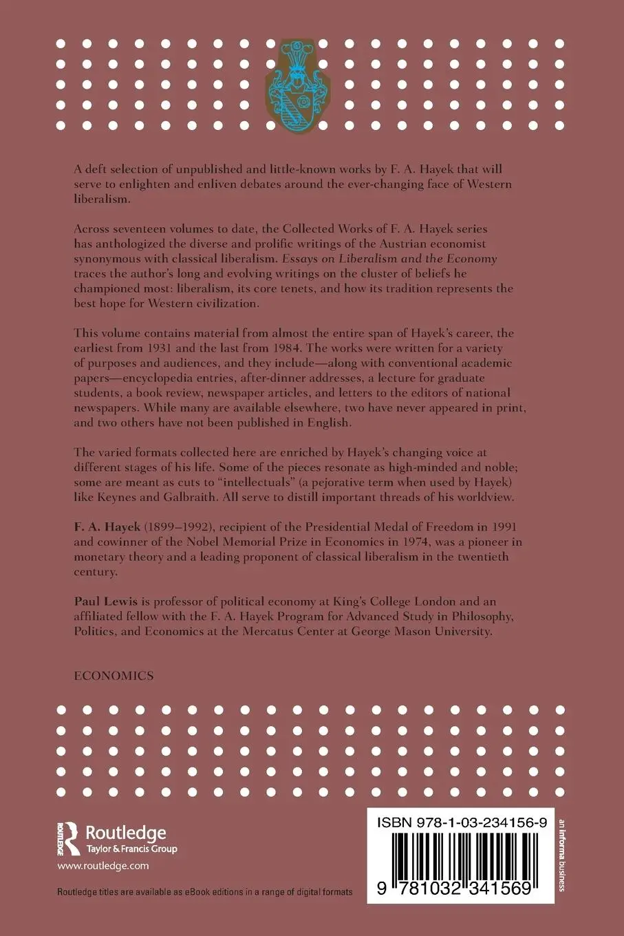 Rückseite: 9781032341569 | Essays on Liberalism and the Economy | F. A. Hayek | Taschenbuch