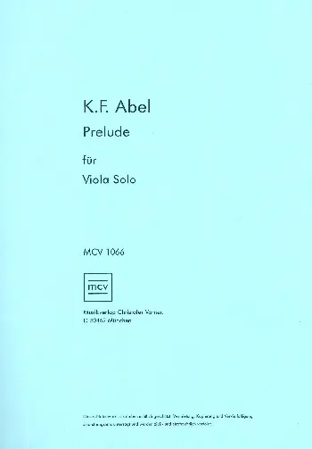 Cover: 9990000241569 | Prelude für Viola solo | Friedrich Abel | jova-music