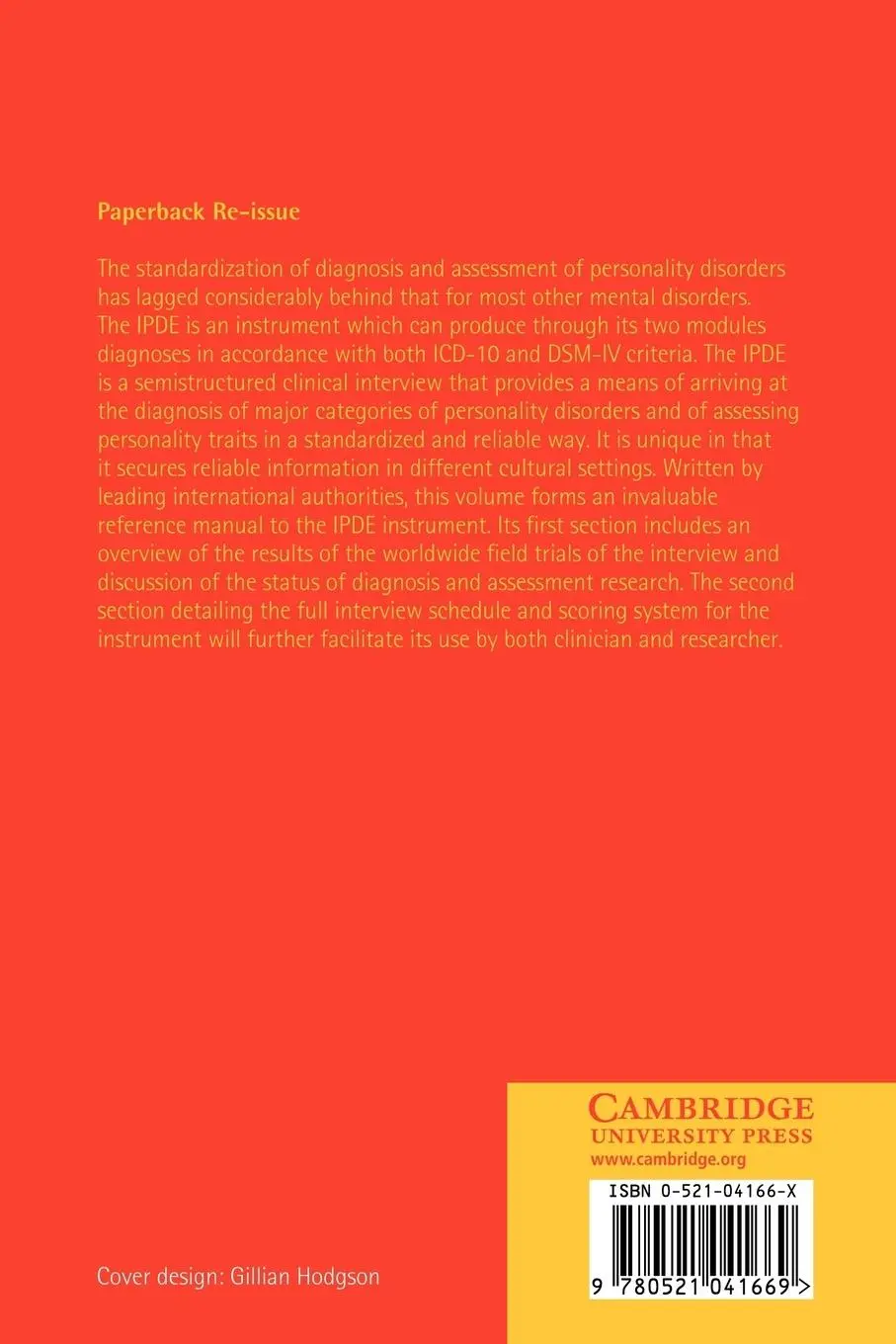 Rückseite: 9780521041669 | Assessment and Diagnosis of Personality Disorders | Loranger (u. a.)