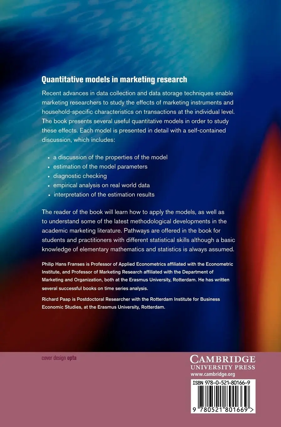 Rückseite: 9780521801669 | Quantitative Models in Marketing Research | Franses (u. a.) | Buch