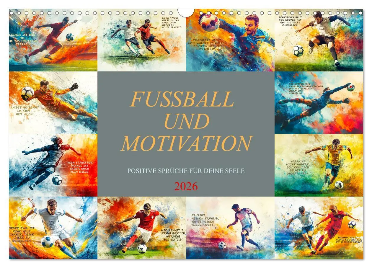 Cover: 9783457251669 | Fußball und Motivation (Wandkalender 2026 DIN A3 quer), CALVENDO...
