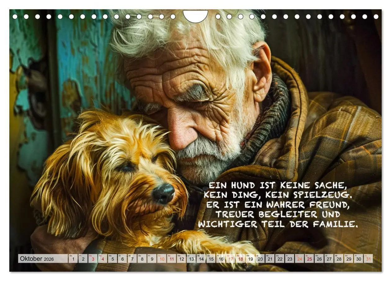 Bild: 9783457321669 | Hunde und berührende Sprüche (Wandkalender 2026 DIN A4 quer),...