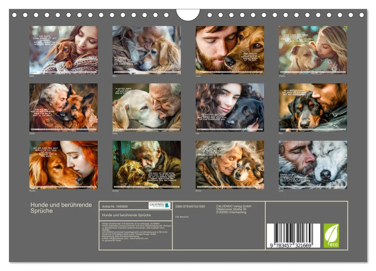 Bild: 9783457321669 | Hunde und berührende Sprüche (Wandkalender 2026 DIN A4 quer),...