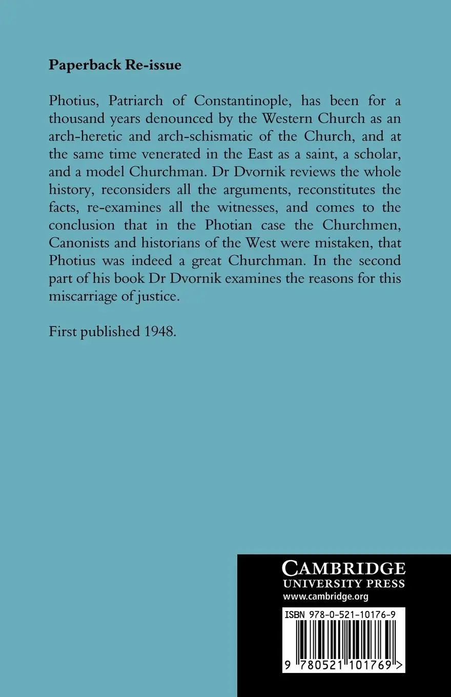 Rückseite: 9780521101769 | The Photian Schism | History and Legend | Francis Dvornik (u. a.)