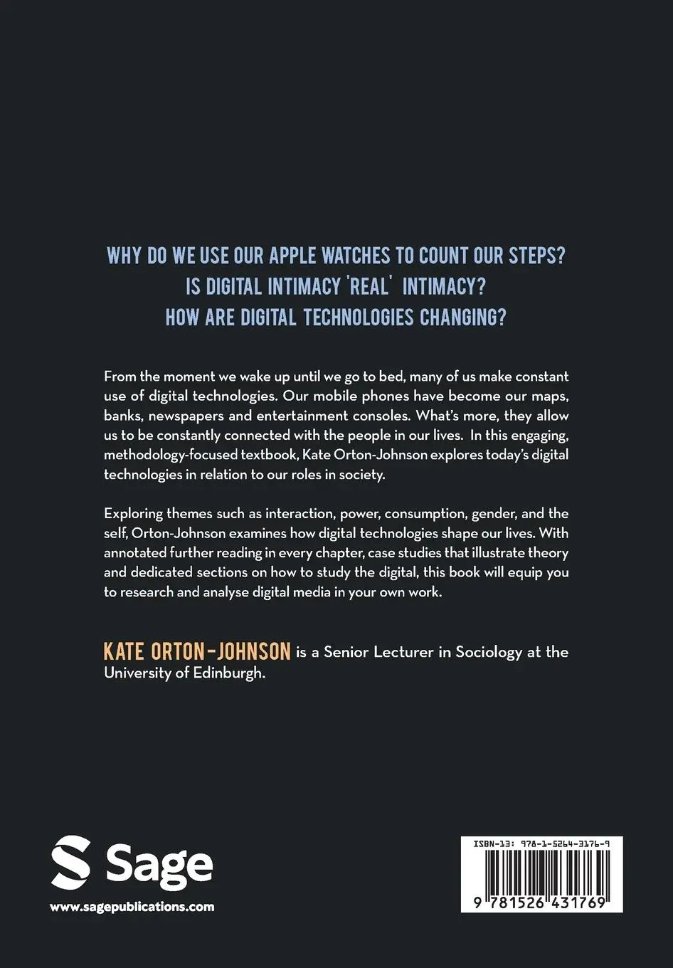 Rückseite: 9781526431769 | Digital Culture and Society | Kate Orton-Johnson | Taschenbuch | 2024