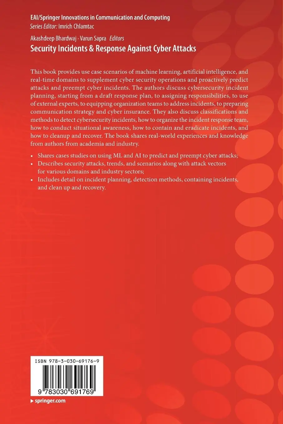 Rückseite: 9783030691769 | Security Incidents &amp; Response Against Cyber Attacks | Sapra (u. a.)