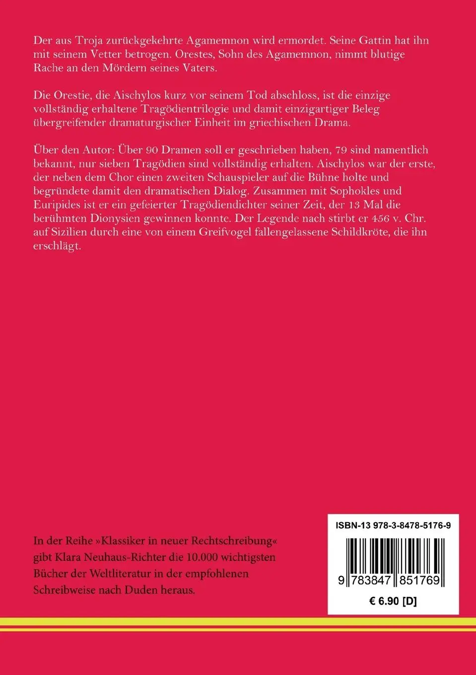 Rückseite: 9783847851769 | Die Orestie | Aischylos | Taschenbuch | 132 S. | Deutsch | 2021