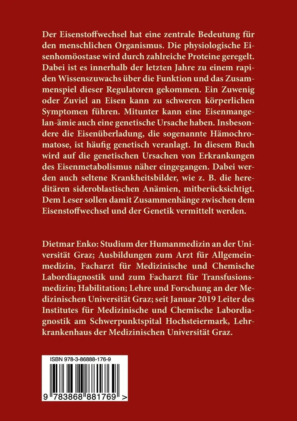 Rückseite: 9783868881769 | Regulation und genetische Erkrankungen der humanen Eisenhomöostase