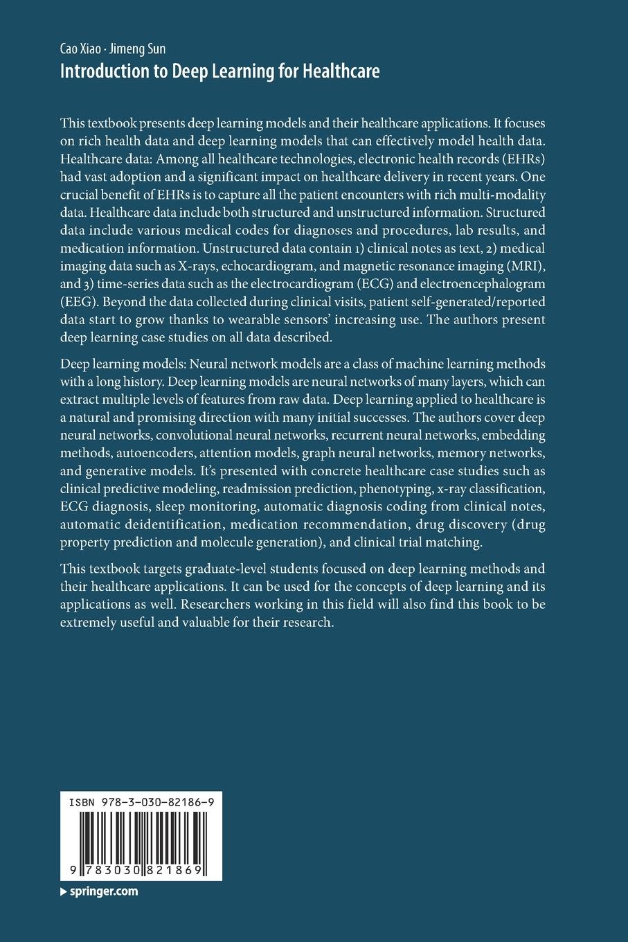 Rückseite: 9783030821869 | Introduction to Deep Learning for Healthcare | Jimeng Sun (u. a.) | xi
