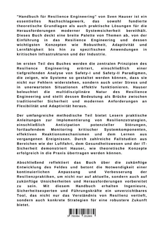 Rückseite: 9783384281869 | Handbuch für Resilience Engineering | Sven Hauser | Buch | 280 S.