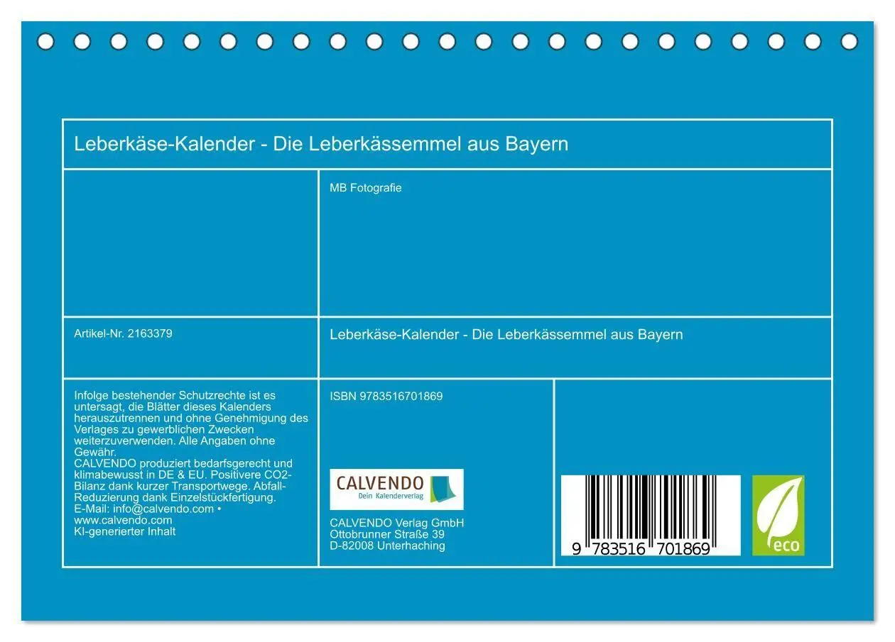 Bild: 9783516701869 | Leberkäse-Kalender - Die Leberkässemmel aus Bayern (Tischkalender...