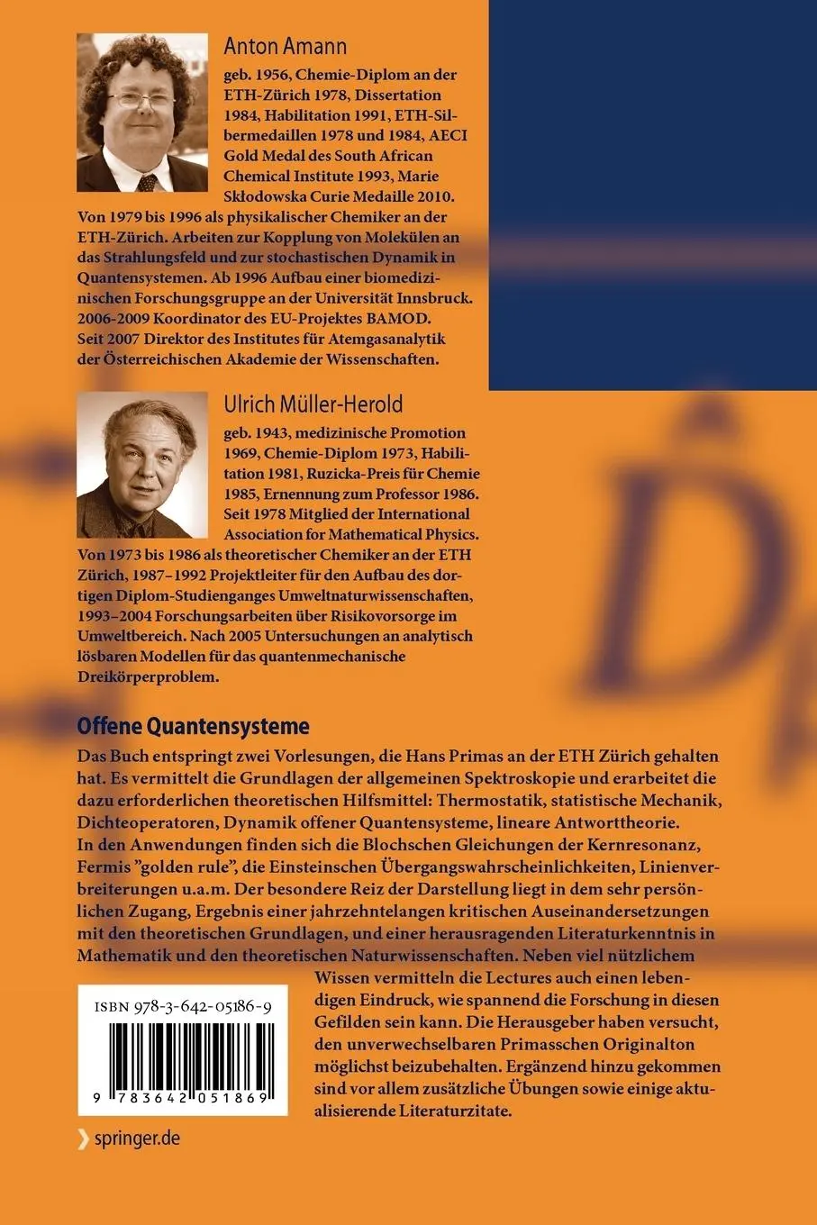 Rückseite: 9783642051869 | Offene Quantensysteme | Die Primas Lectures | Anton Amann (u. a.) | x