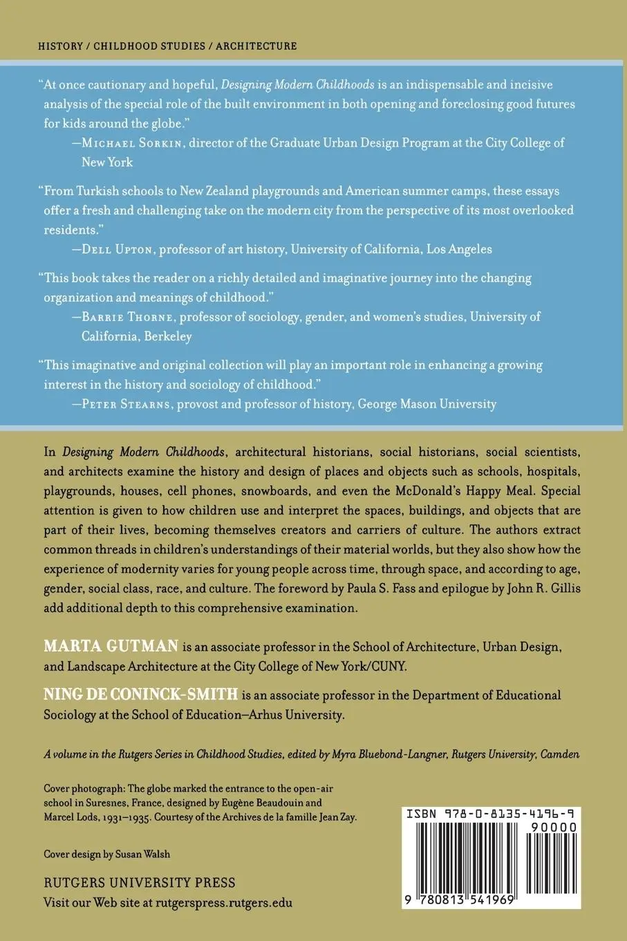 Rückseite: 9780813541969 | Designing Modern Childhoods | Marta Gutman (u. a.) | Taschenbuch