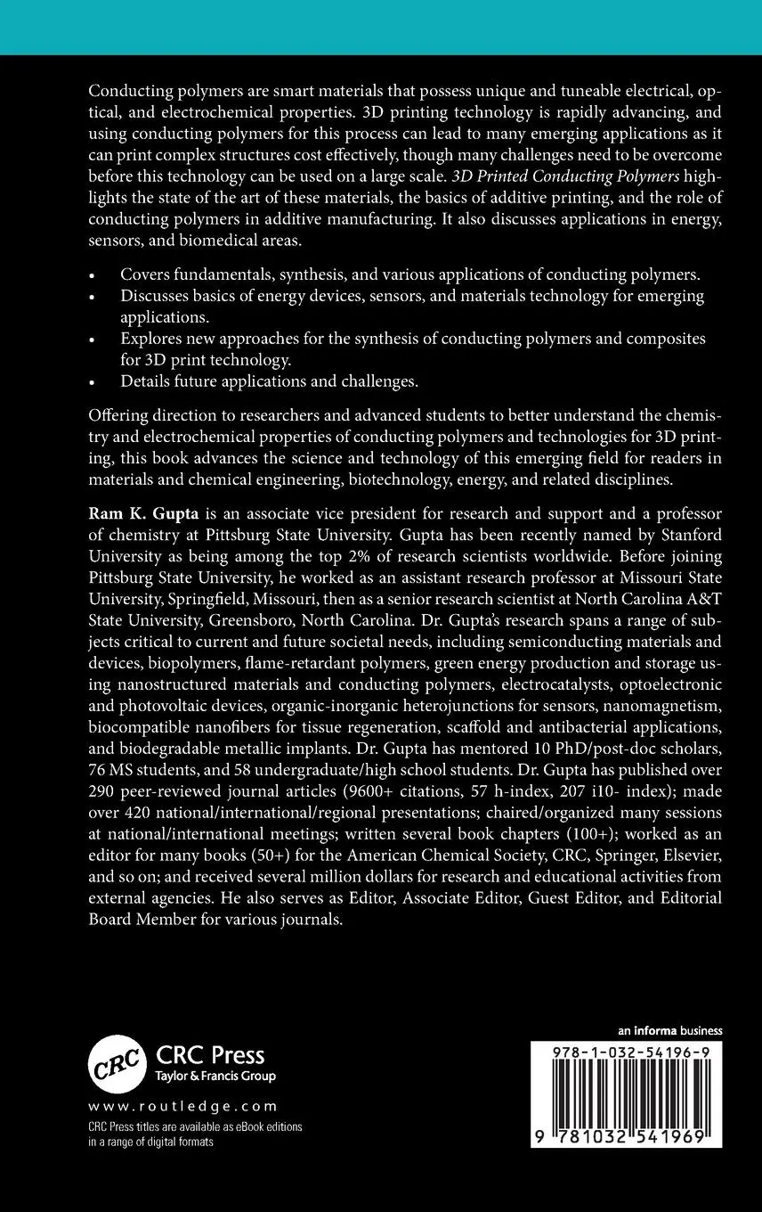 Rückseite: 9781032541969 | 3D Printed Conducting Polymers | Ram K. Gupta | Buch | Englisch | 2024