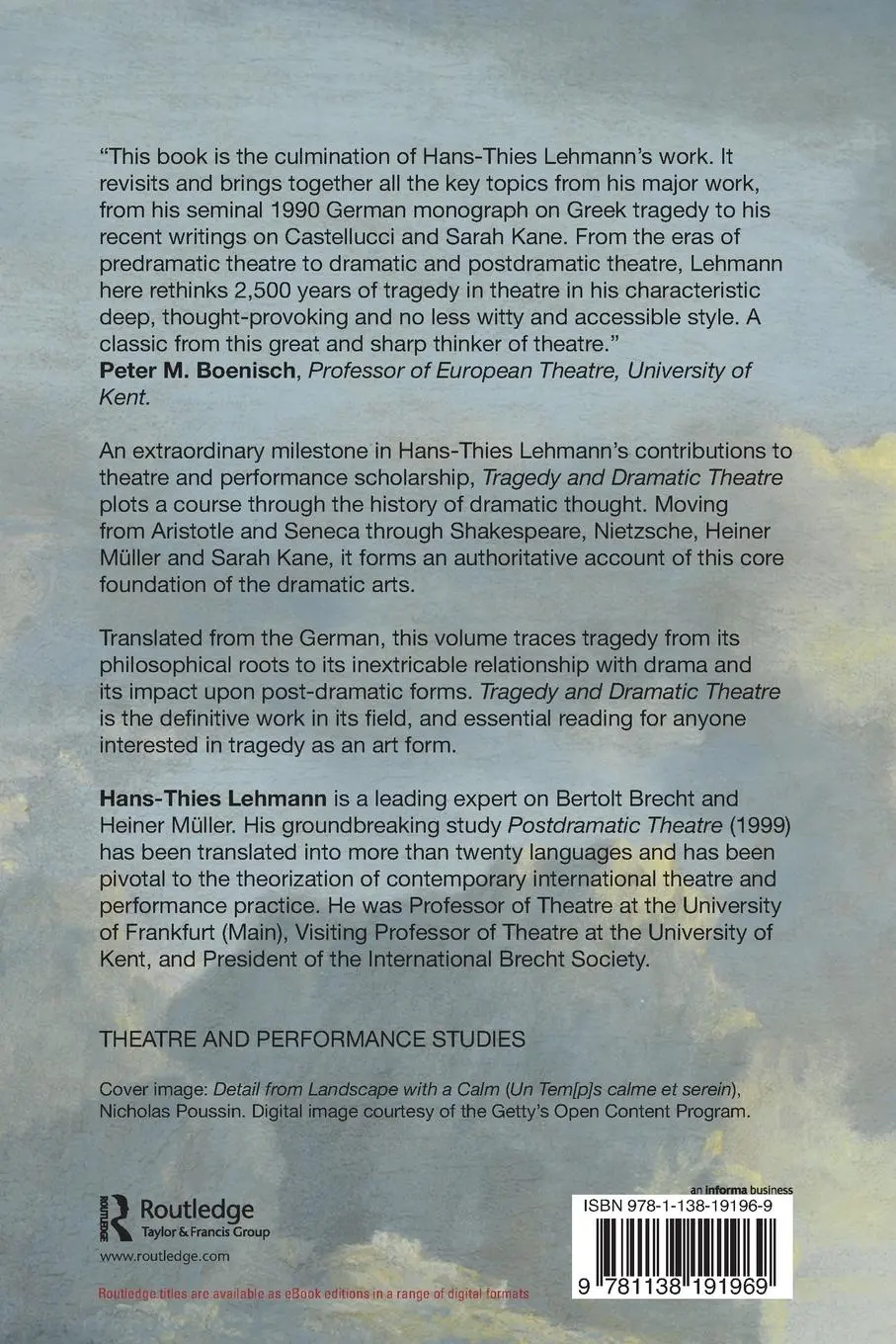 Rückseite: 9781138191969 | Tragedy and Dramatic Theatre | Hans-Thies Lehmann | Taschenbuch | 2016