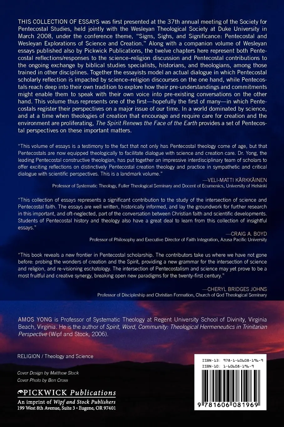 Rückseite: 9781606081969 | The Spirit Renews the Face of the Earth | Amos Yong | Taschenbuch