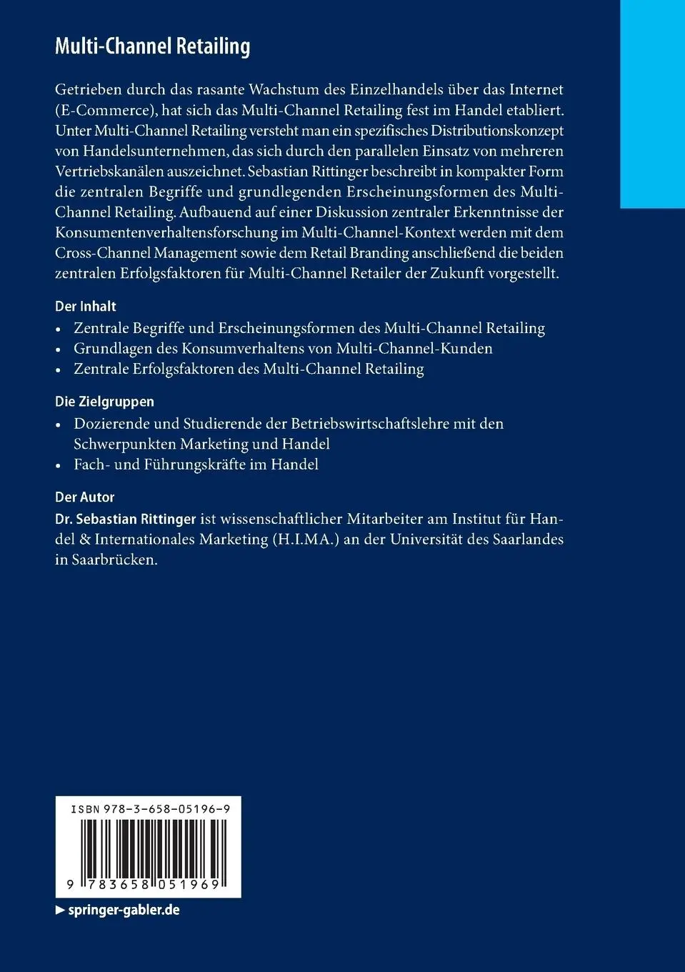 Rückseite: 9783658051969 | Multi-Channel Retailing | Prinzip, Konzepte und Erfolgsfaktoren | Buch