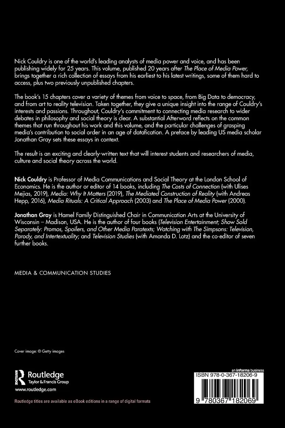 Rückseite: 9780367182069 | Media, Voice, Space and Power | Essays of Refraction | Nick Couldry