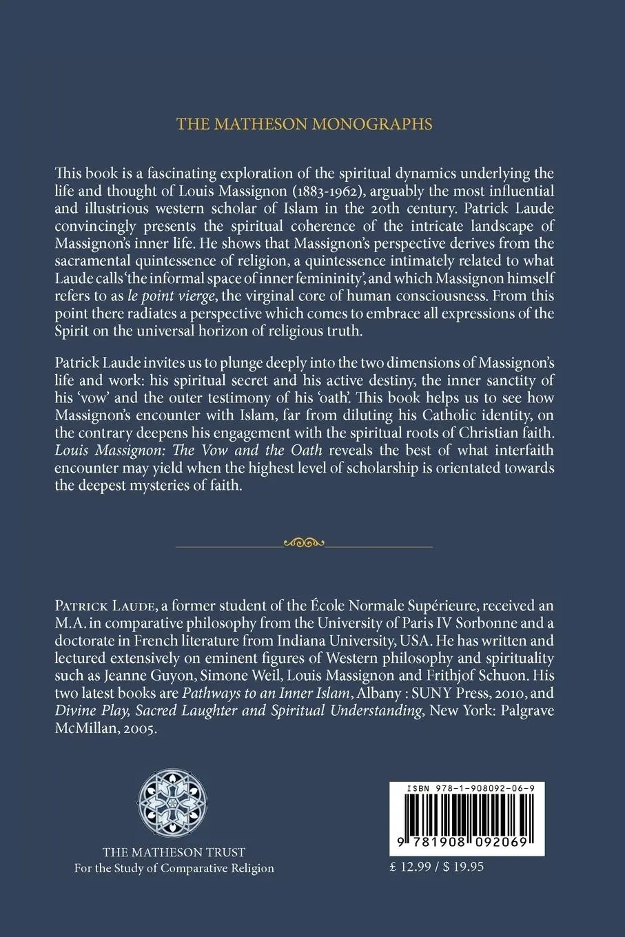 Rückseite: 9781908092069 | Louis Massignon | The Vow and the Oath | Patrick Laude | Taschenbuch