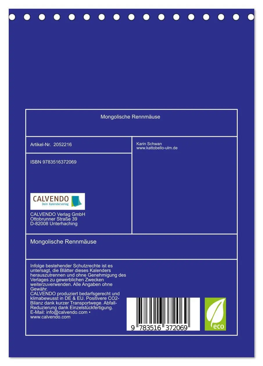 Bild: 9783516372069 | Mongolische Rennmäuse (Tischkalender 2026 DIN A5 hoch), CALVENDO...